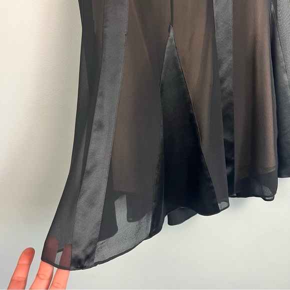 BCBGMAXAZRIA Black Silk Satin Pleated Halter Dress Size 4P - Picture 3 of 10